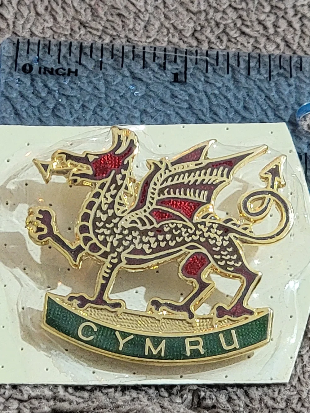 Gold-Tone Welsh Dragon Enamel Lapel Pin in Red and Green